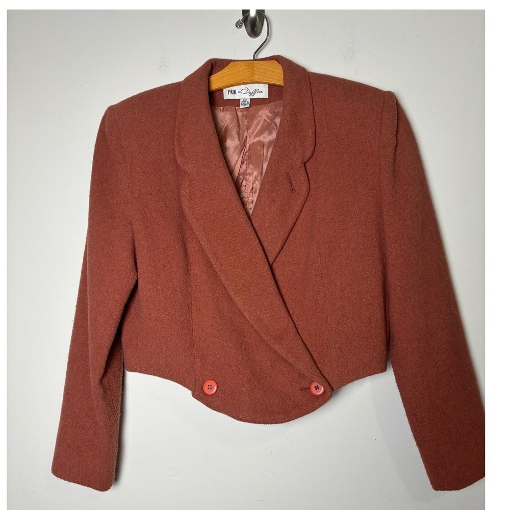 Paul et Duffier‎ Vintage Cropped Blazer M Retro Double Breasted Wool Blend